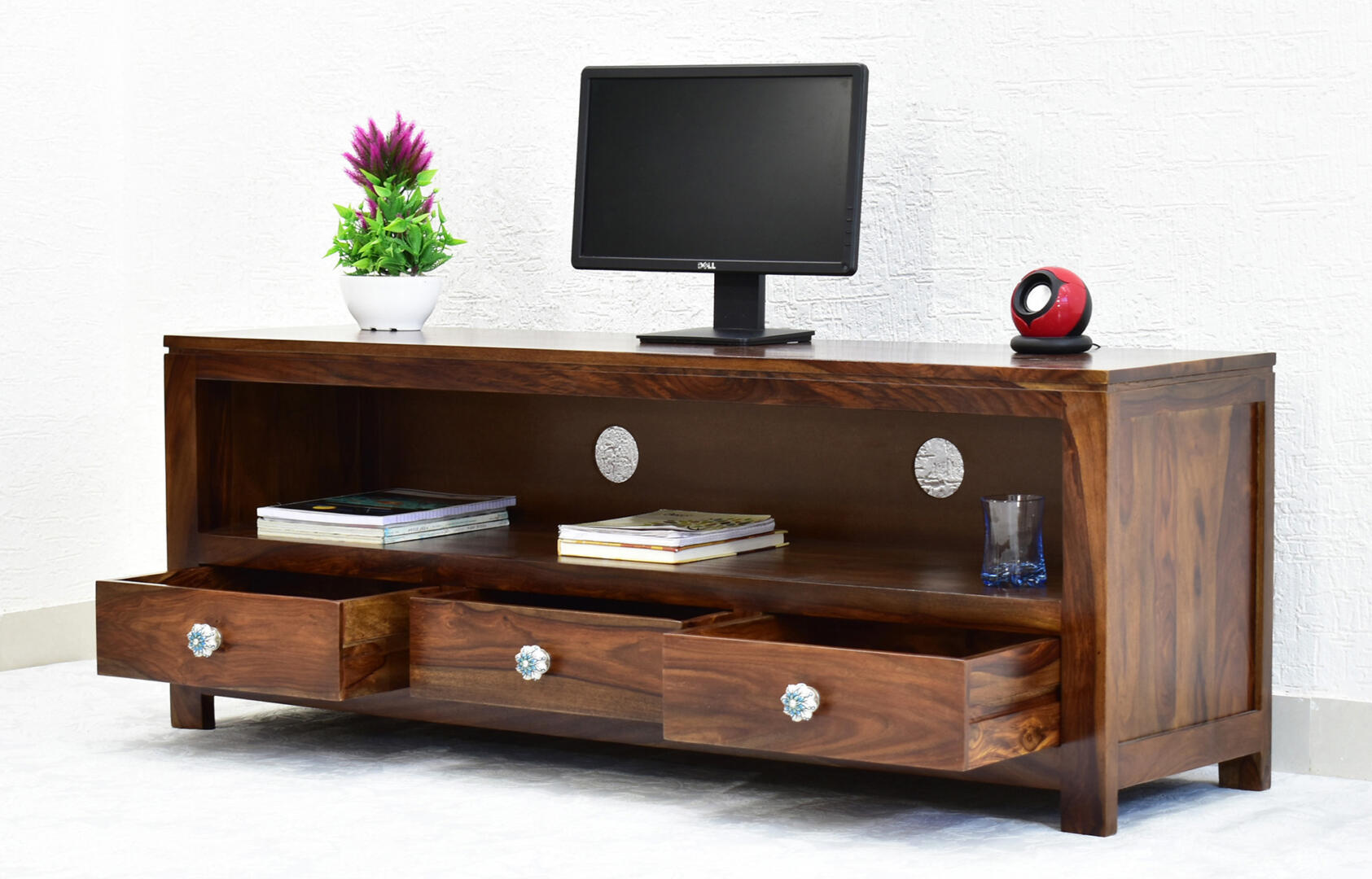 Mary Multipurpose TV Entertainment Unit/Cabinet - Natural Teak - Image 1